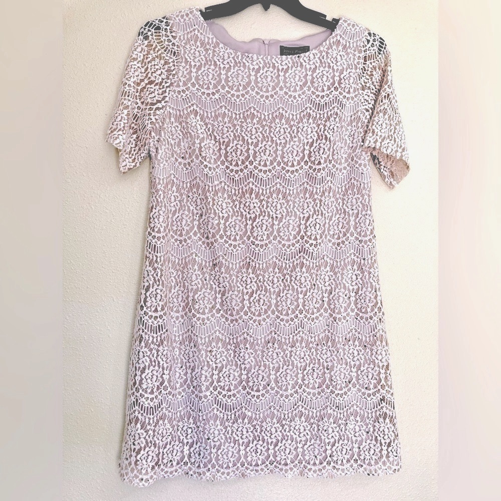Jessica Howard Plus size neutral dress with silver sequins